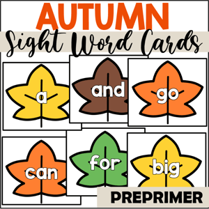 fall sight word flashcards preprimer