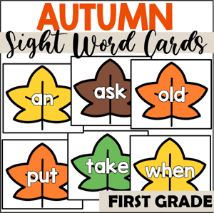 fall sight word flashcards first grade
