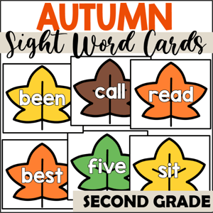 fall sight word flashcards second grade