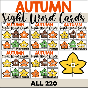 Fall sight word flashcards