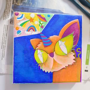 Making of an acrylic painting. Even more colors added.