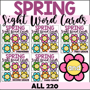 spring sight word flash card bundle