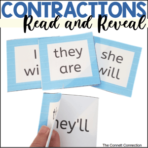 Contractions read and reveal flash cards