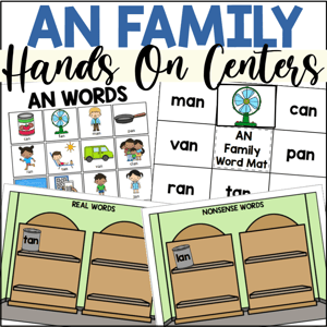 AN Word Family CVC word centers