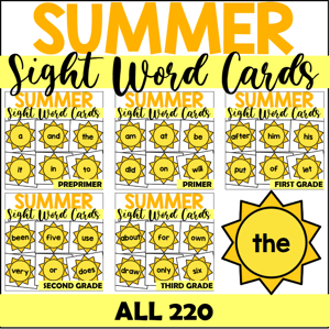 summer sight word flashcard bundle