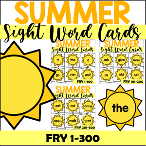 Summer sight word cards fry 100