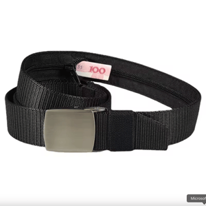 Solid Alloy Metal Buckle Anti-theft Cash Belt Width 3.8cm