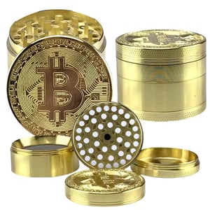 50mm Bitcoin Gold Herb Grinder 4-layer