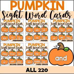 pumpkin sight word flash cards and games