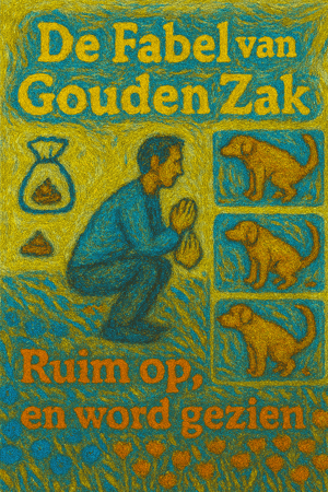 hondenpoep opruimen, verantwoordelijkheid hondeneigenaar, sociale normen, Digimari fabel, buurt ergernis, hondenpoep probleem, milieubewust gedrag, hondenetiquette, openbare ruimte schoonhouden