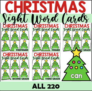 sight word flash cards Christmas