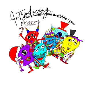 Friendly monsters, digital downloads, Christmas cards