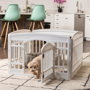 Dog Playpen Indoor Outdoor with Door Gate