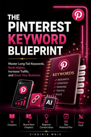 Pinterest keyword blueprint pinterest SEO for beginners long tail pinterest keywords pinterest SEO strategy how to find pinterest keyword grow pinterest traffic without paid ads pinterest ebook for digital product sellers pinterest board optimization