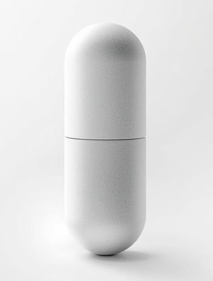 AI-generated image of a white capsule pill intended to represent a placebo medication as used in scientific research.