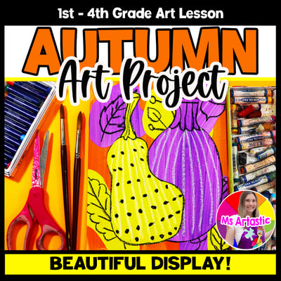 Autumn Gourd and Pumpkin Art Lesson Autumn Line Art Project Fall Art Activity