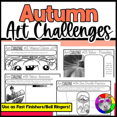 Autumn Art Lesson Drawing Prompts Fast Finishers Bell Ringers Challenge Cards