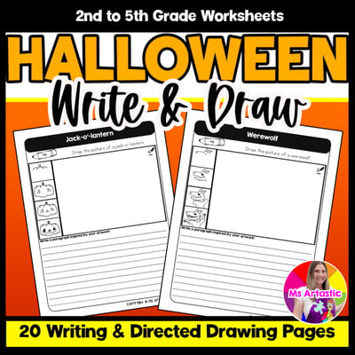 Halloween Writing Practice Directed Drawing Halloween Paragraph Writing and Draw