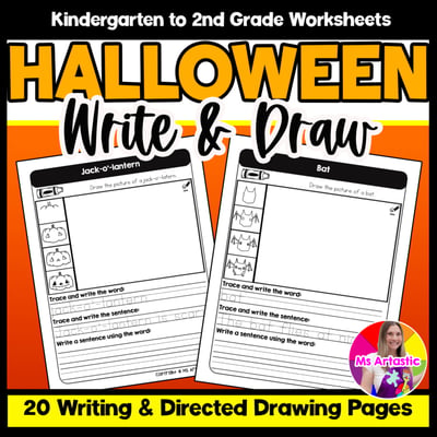 Halloween Writing Practice Directed Drawing Halloween Sentence Writing and Draw