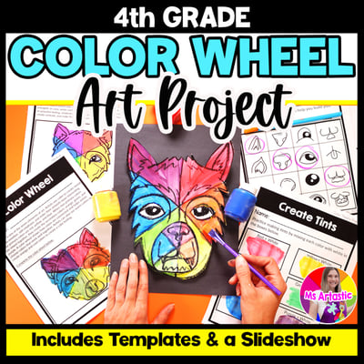 Color Wheel Art Lesson Element of Art Color 4th Grade Color Wheel Wolf Project