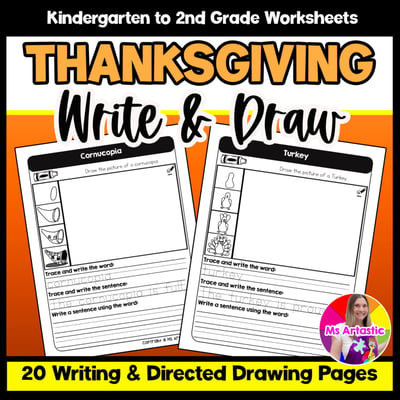 Thanksgiving Writing Practice Directed Drawing Fall Write Sentence Writing Draw