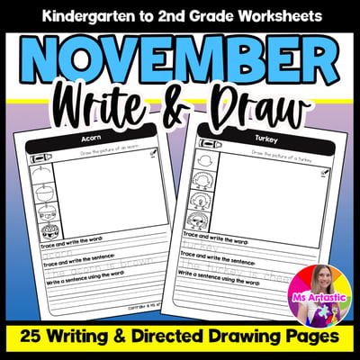 November Writing Practice Directed Drawing Fall Write and Draw Sentence Writing