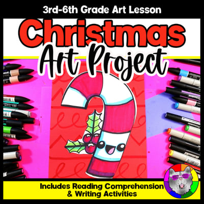 Christmas Art Project Candy Cane Art Lesson Christmas Art Activity December Art