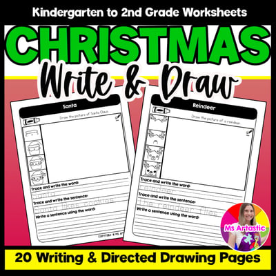 Christmas Writing Practice Directed Drawing Christmas Sentence Writing and Draw