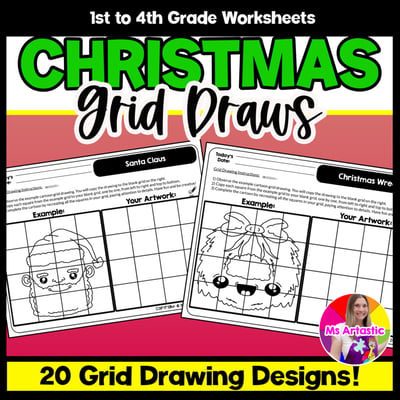 Christmas Cartoon Grid Drawing Worksheets Christmas Drawing Activities for Kids