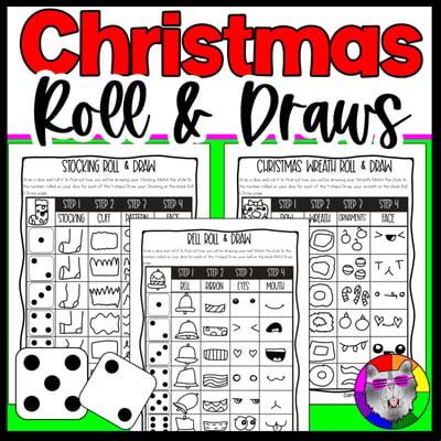Christmas Roll and Draw Game Christmas Directed Drawing Activity Holiday Drawing