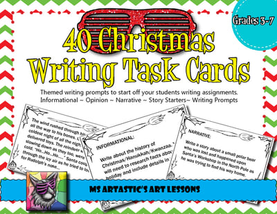 Christmas Writing Task Cards, Writing Prompt Cards