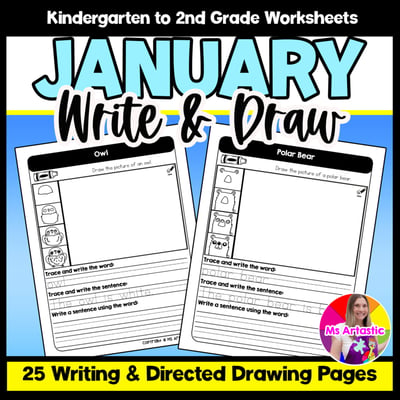 January Writing Practice Directed Drawing Winter Write and Draw Sentence Writing