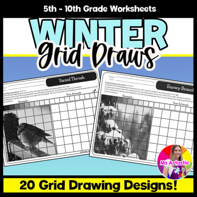 Winter Value Grid Drawing Worksheets Winter Shading and Observation Drawing Art