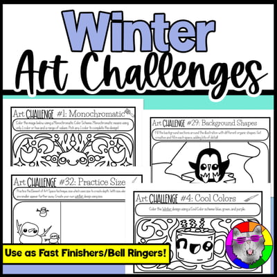 Winter Creativity Challenge Cards and Drawing Prompts Fast Finisher Activities