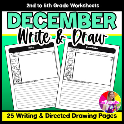 December Writing Practice Directed Drawing Winter Paragraph Writing and Draw