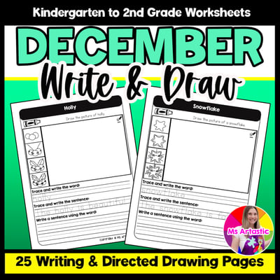 December Writing Practice Directed Drawing Winter Sentence Writing and Draw