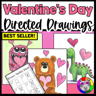 Valentines Day Directed Drawing February Art Activities Worksheets Art Lessons