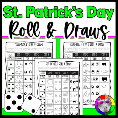 St Patricks Day Roll and Draw Directed Drawing Game Leprechaun Drawing Activity