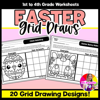 Easter Cartoon Grid Drawing Worksheets Easter Drawing Easter Art Activities