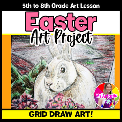 Bunny Grid Drawing Art Lesson Easter Bunny Grid Art Project Easter Grid Draw