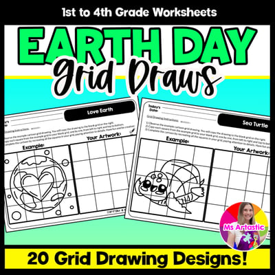 Earth Day Cartoon Grid Drawing Worksheets Earth Day Drawing Art Activities