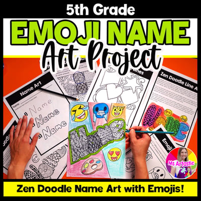 5th Grade Name Art Grade 5 Emoji Art Project Zen Doodle Line Art Back to School