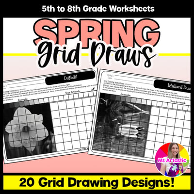 Spring Value Grid Drawing Worksheets Middle School Art Shading Grid Drawing Art