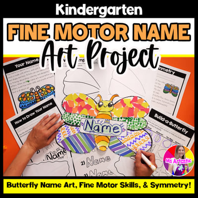 Kindergarten Back to School Name Art Lesson Butterfly Fine Motor Symmetry Art