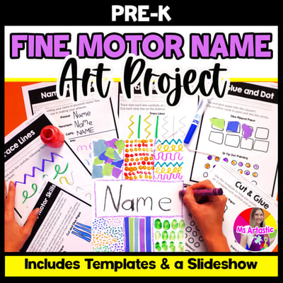Back to School Preschool Fine Motor Skills Name Art Lesson Prek Art Project