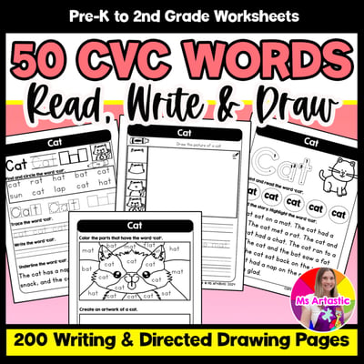 CVC Words Worksheets Read Write Draw Phonics Practice Word Recognition Activity