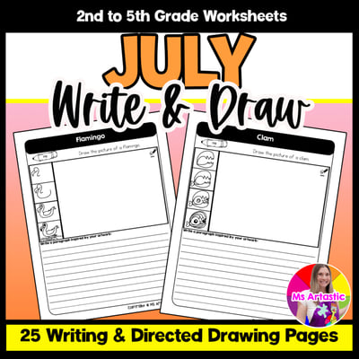 July Writing Practice Directed Drawing Summer Write and Draw Paragraph Writing