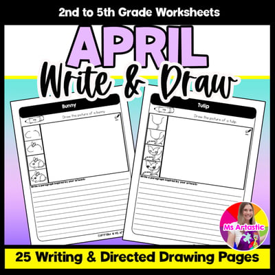 April Directed Drawings Writing Prompts Write and Draws Spring Writing Activity