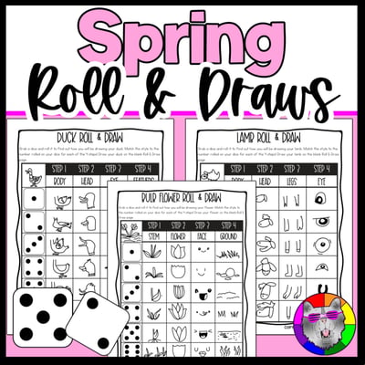 Spring Roll and Draw Directed Drawing Activities Spring Directed Drawing Game