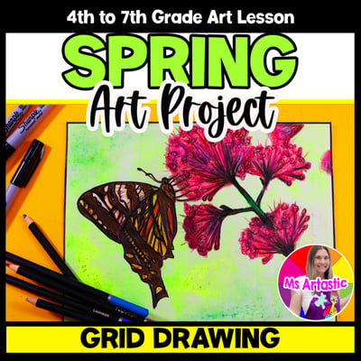 Butterfly Grid Drawing Art Lesson Grid Method Drawing Activity Spring Butterfly